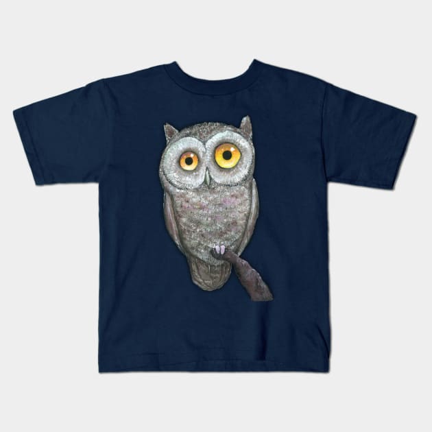 An oil painting of a funny owl Kids T-Shirt by Bwiselizzy